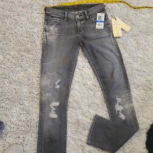 NWT CITIZENS OF HUMANITY AVA LOW RISE STRAIGHT LEG SIZE 25 DISTRESSED GR…